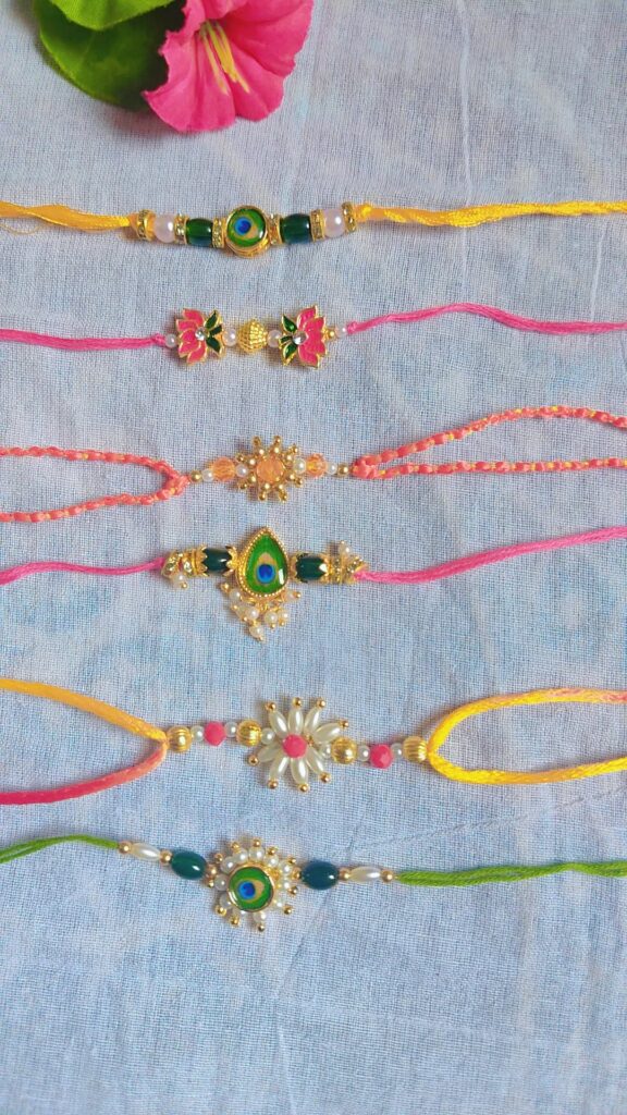 a group of colorful bracelets